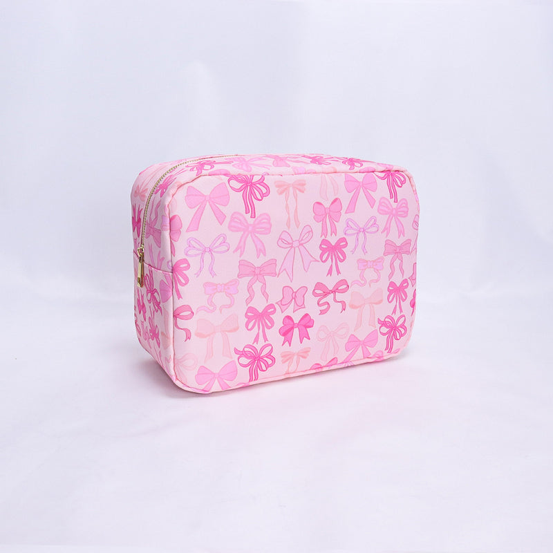Printed Nylon Cosmetic Bag Travel Portable Storage