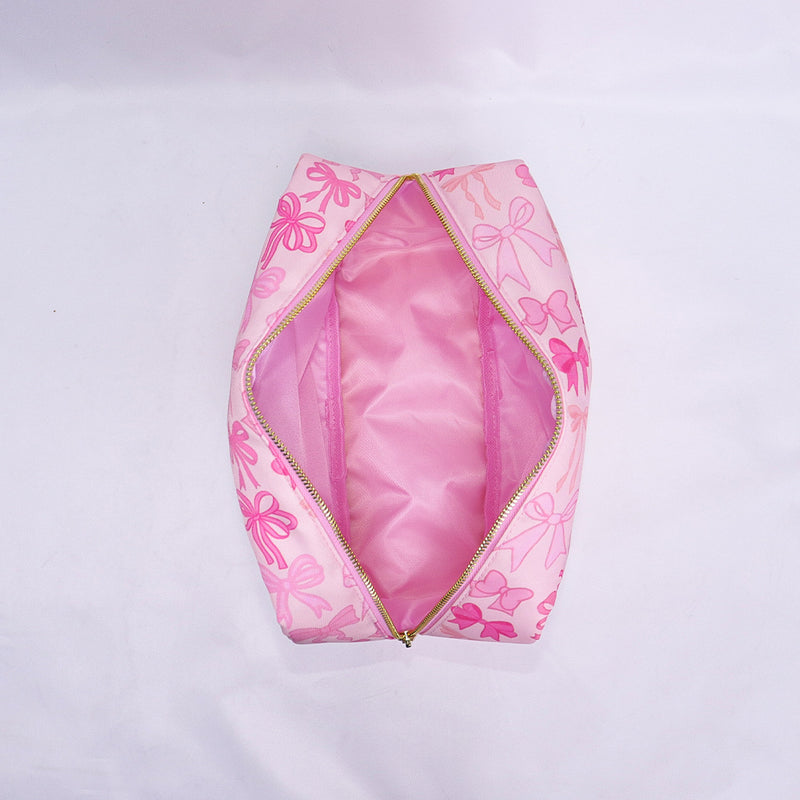 Printed Nylon Cosmetic Bag Travel Portable Storage